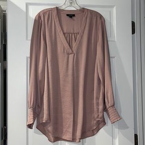 Alfani Plus Size V Neck Blouse with Rouched Sleeves